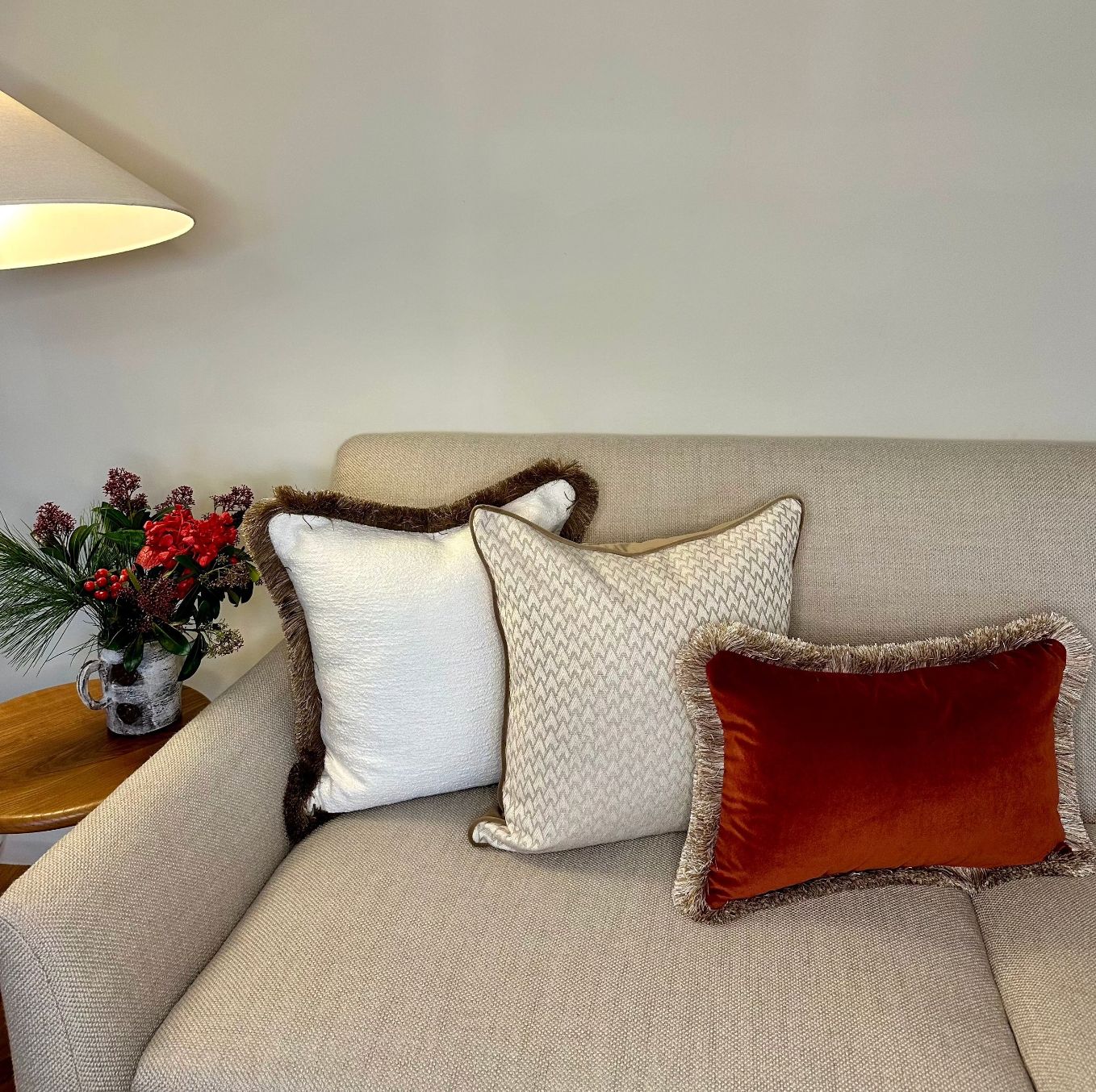 Rust Orange Lumbar with Gold Fringe