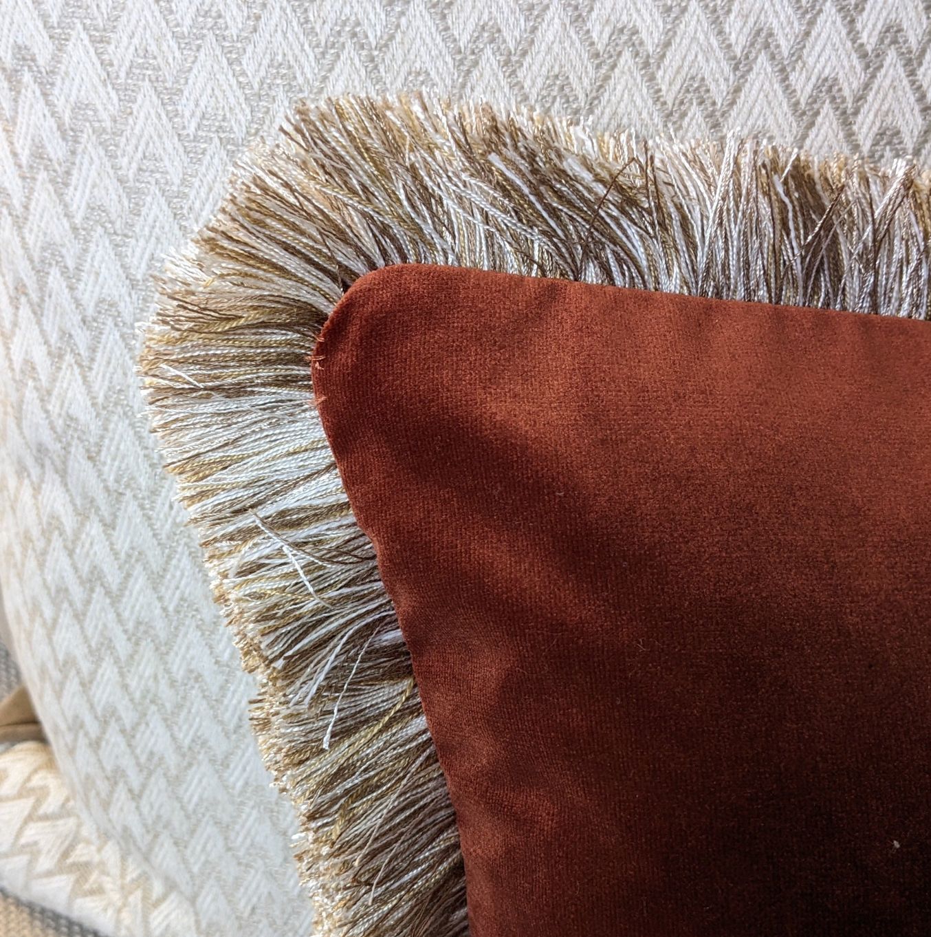 Rust Orange Lumbar with Gold Fringe